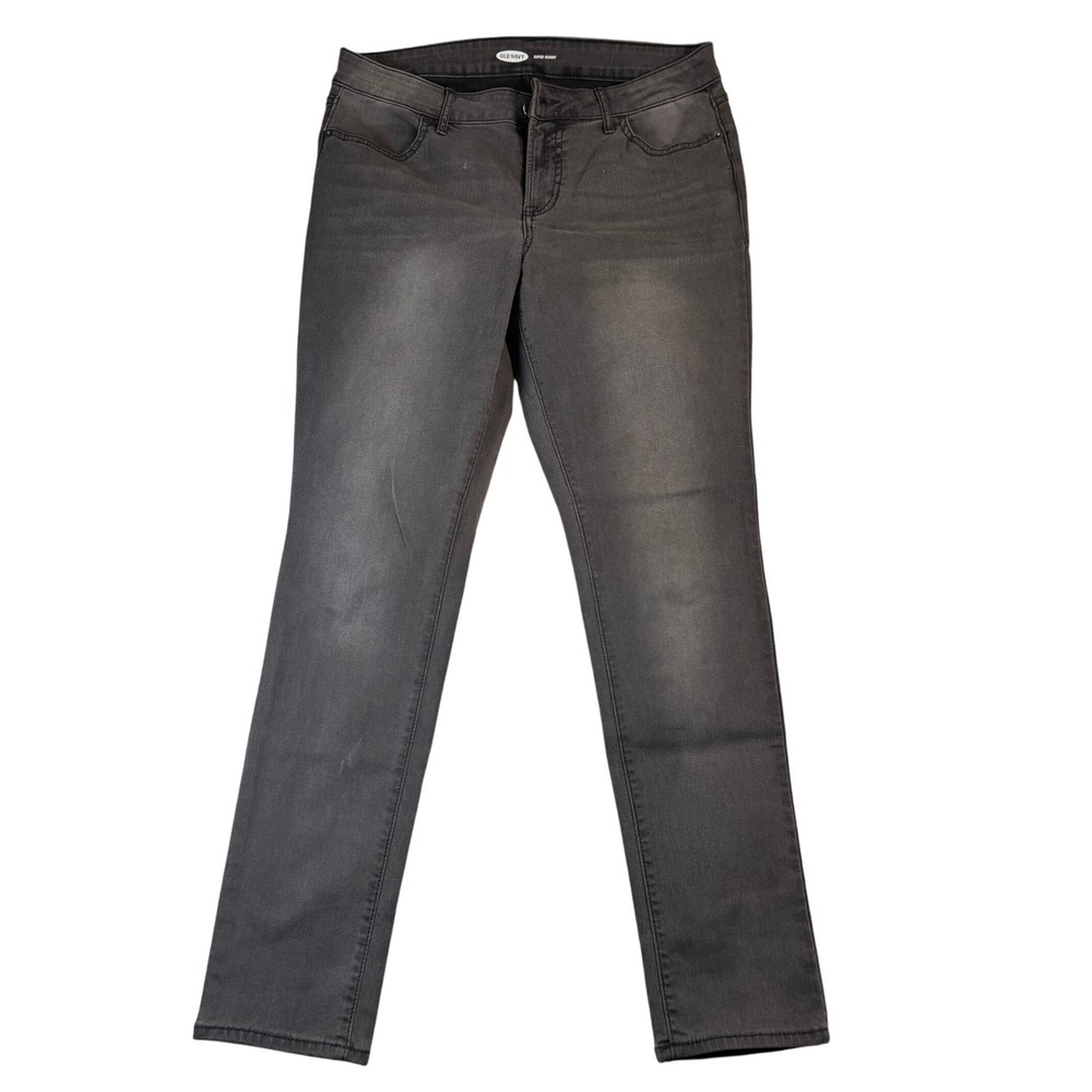 Old Navy Super Skinny Jeans Womens Size 10 Gray Faded Black Denim Pants
